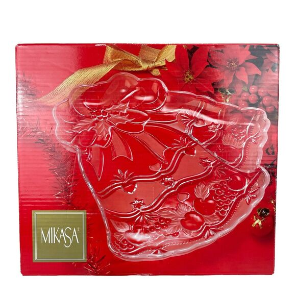 Mikasa Other - Mikasa Christmas Serving Platter Sleigh Bells Large Glass WY449-601 Japan 15.25"